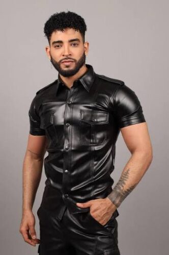 Black vegan leather shirt
