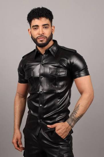 Black vegan leather shirt