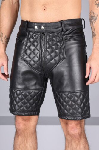 Berlin padded leather zip short
